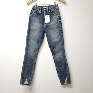 NEW Good American Good Waist Crop Skinny Jeans Size 0/25 Distressed Jeans